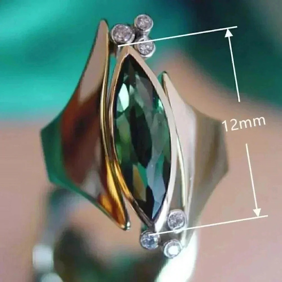 Boho Bridgerton Era Look 14k Rose Gold Over Sterling Silver CZ Ring - Picture 2 of 2